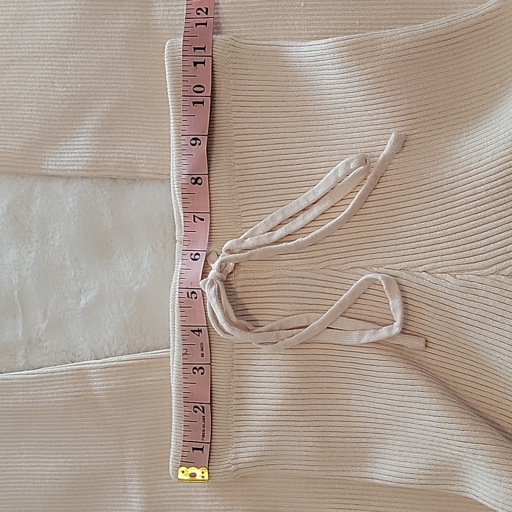 Shein Solid Crop Sweater With Drawstring Knit Pan… - image 6